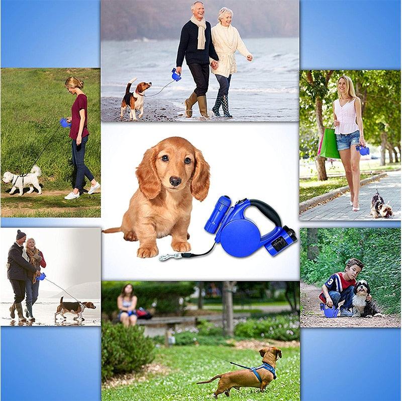 NightWalk LED Retractable Dog Leash — 4.5M with Waste Bag Dispenser