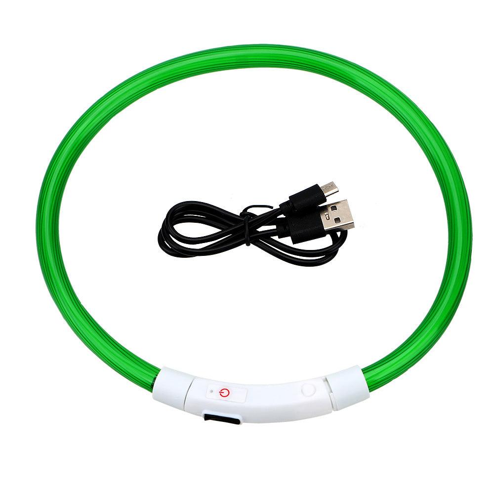 USB Rechargeable LED Pet Collar — 3 Flashing Modes, Glow-in-the-Dark