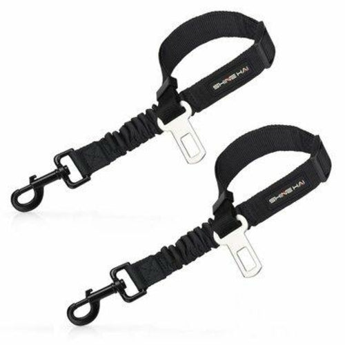 Dog Car Seatbelt Safety Tether 2-Pack — Adjustable Nylon Restraint for All Vehicles