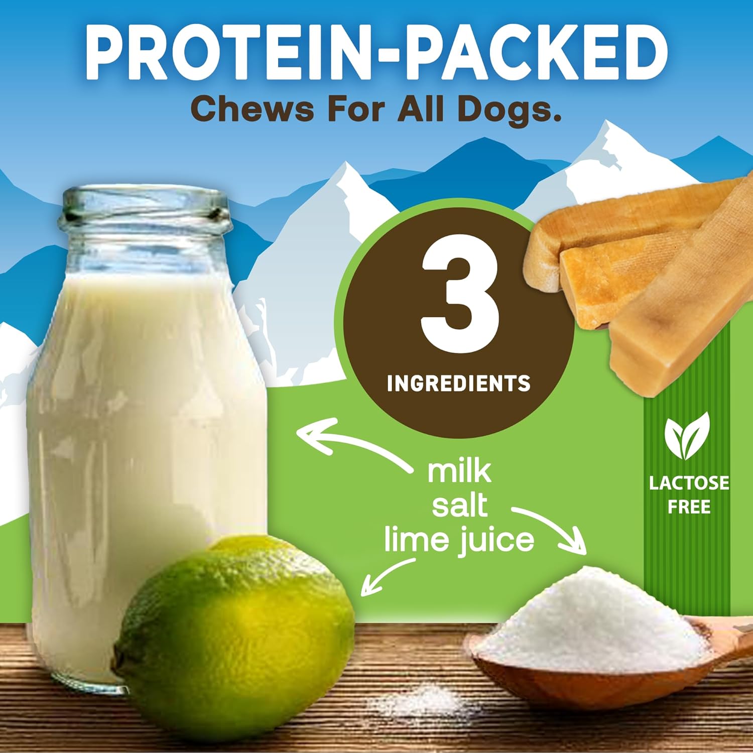 Gold Yak Chews for Small Dogs — Natural Himalayan Milk Chew Sticks (4, 8, or 16 Pack)