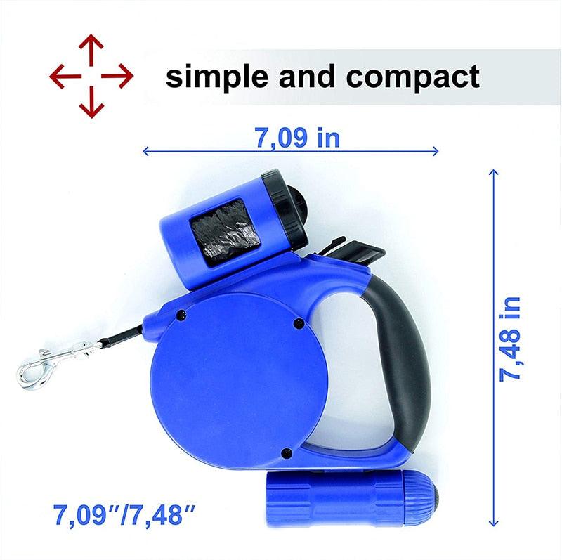 NightWalk LED Retractable Dog Leash — 4.5M with Waste Bag Dispenser