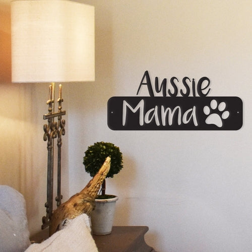 Dog Mama Metal Wall Art — Custom Breed Steel Decor, Made in the USA