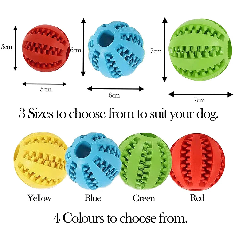 Rubber Snack Chew Ball for Dogs — Dental Cleaning Toy, 5/6/7cm