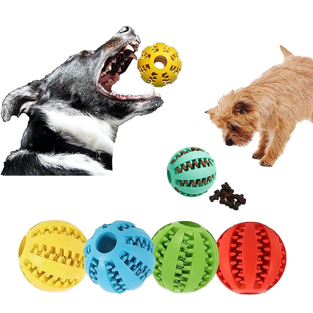 Rubber Snack Chew Ball for Dogs — Dental Cleaning Toy, 5/6/7cm