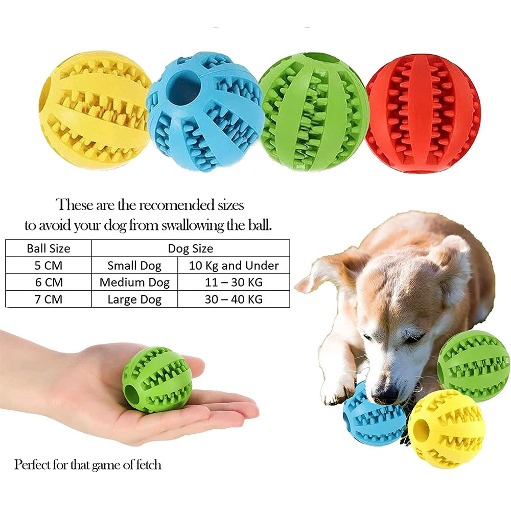 Rubber Snack Chew Ball for Dogs — Dental Cleaning Toy, 5/6/7cm