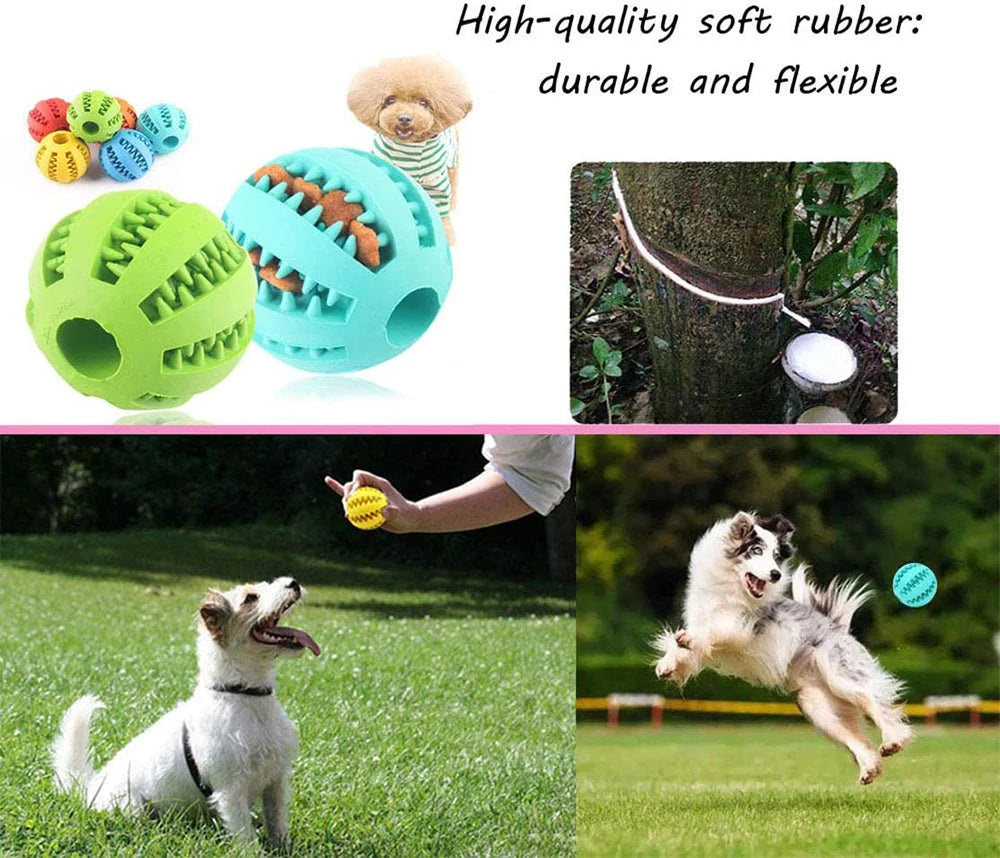 Rubber Snack Chew Ball for Dogs — Dental Cleaning Toy, 5/6/7cm