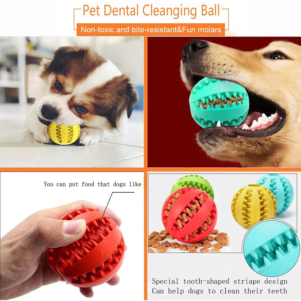 Rubber Snack Chew Ball for Dogs — Dental Cleaning Toy, 5/6/7cm