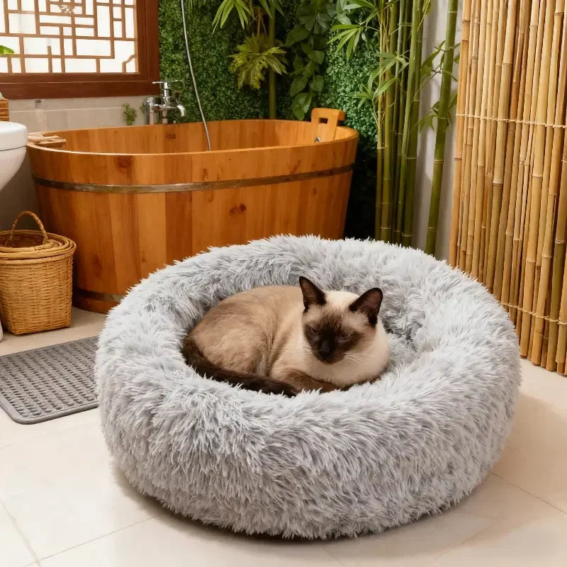 Plush Pet Bed — Soft Round Cat & Dog Bed, Sizes M/L/XL