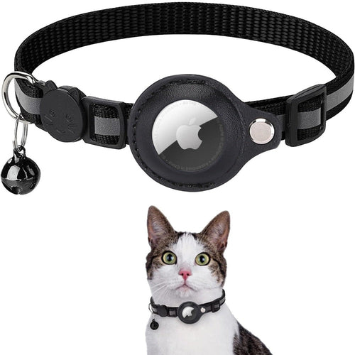 Reflective AirTag Collar for Cats & Dogs — Built-In AirTag Case, Adjustable 22–32cm