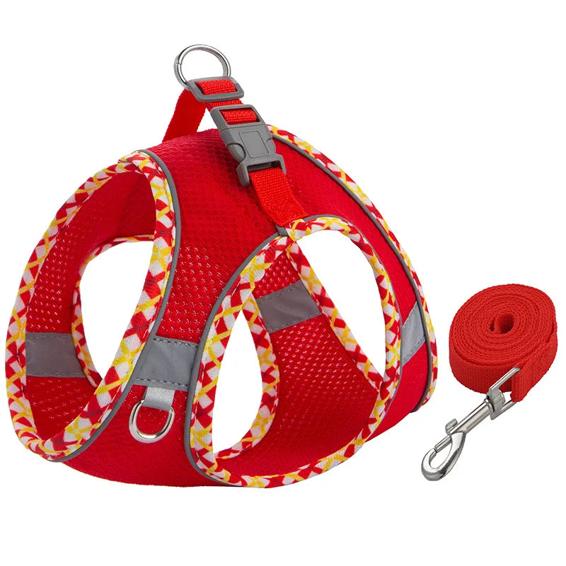 Reflective Adjustable Dog & Cat Harness and Leash Set — Safe & Comfortable Walking Set
