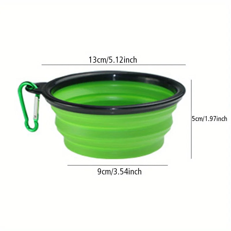 Folding Silicone Dog Bowl with Spill-Guard Lip — Portable Travel Pet Bowl