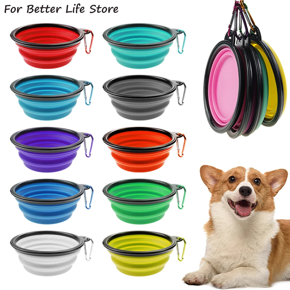 Collapsible Silicone Travel Pet Bowl — Portable Foldable Food & Water Bowl, 350mL