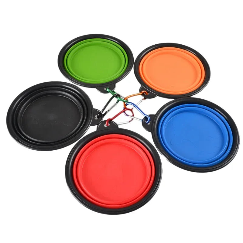 2-in-1 Foldable Pet Bowl & Frisbee — Collapsible Travel Water Bowl with Hook