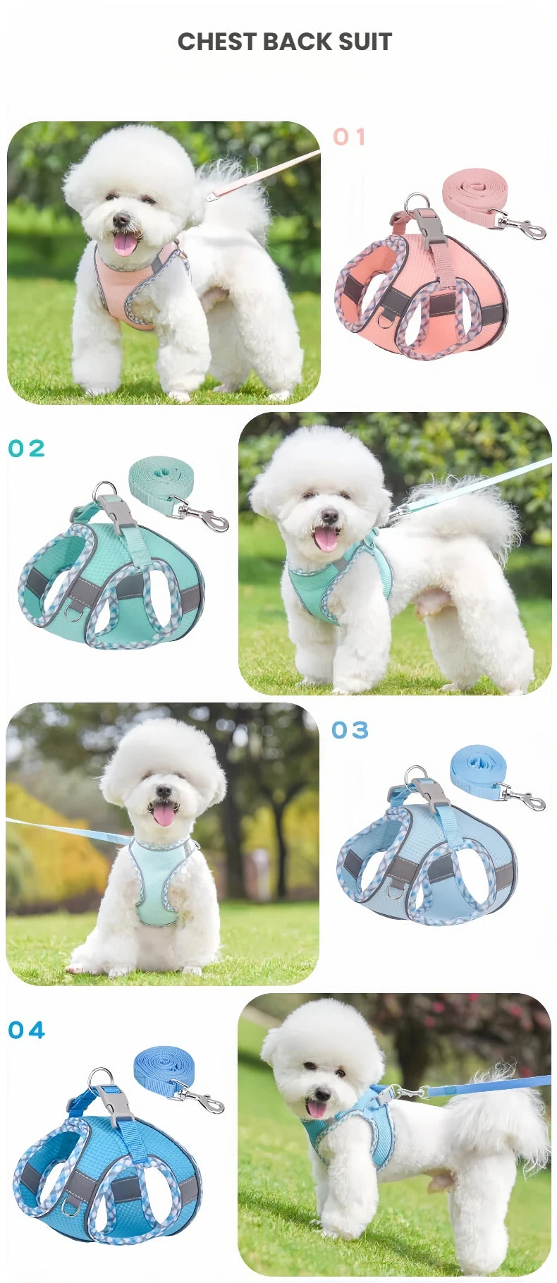 Reflective Adjustable Dog & Cat Harness and Leash Set — Safe & Comfortable Walking Set