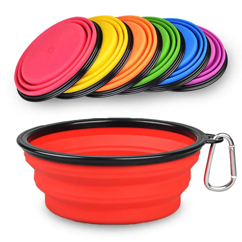 2-in-1 Foldable Pet Bowl & Frisbee — Collapsible Travel Water Bowl with Hook