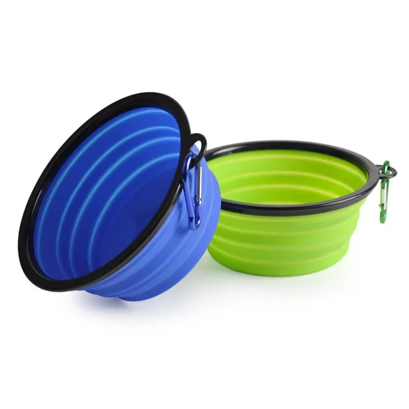 2-in-1 Foldable Pet Bowl & Frisbee — Collapsible Travel Water Bowl with Hook