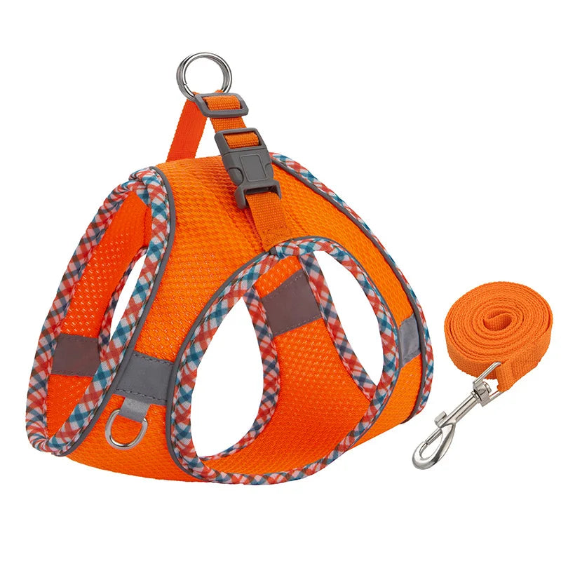 Reflective Adjustable Dog & Cat Harness and Leash Set — Safe & Comfortable Walking Set