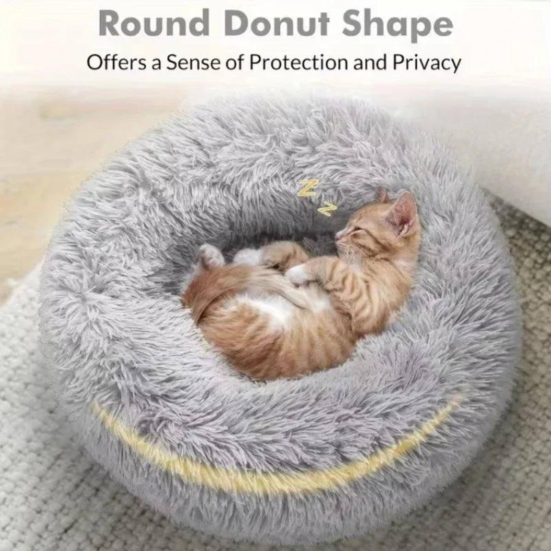 Plush Pet Bed — Soft Round Cat & Dog Bed, Sizes M/L/XL
