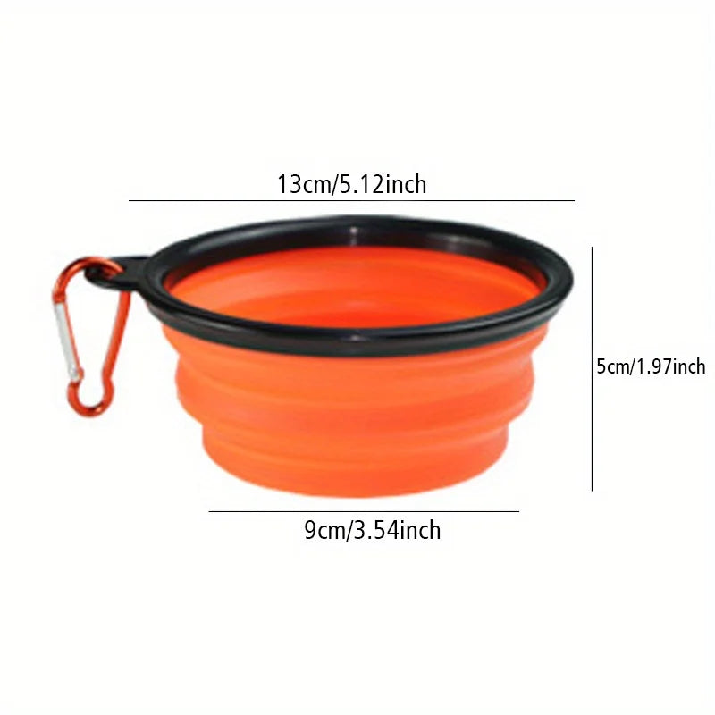 Folding Silicone Dog Bowl with Spill-Guard Lip — Portable Travel Pet Bowl
