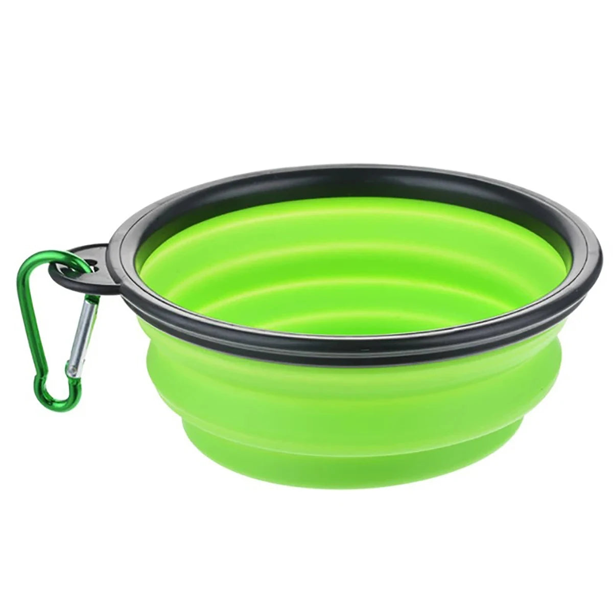 Collapsible Silicone Pet Bowl with Carabiner Clip — Travel Dog Food & Water Dish