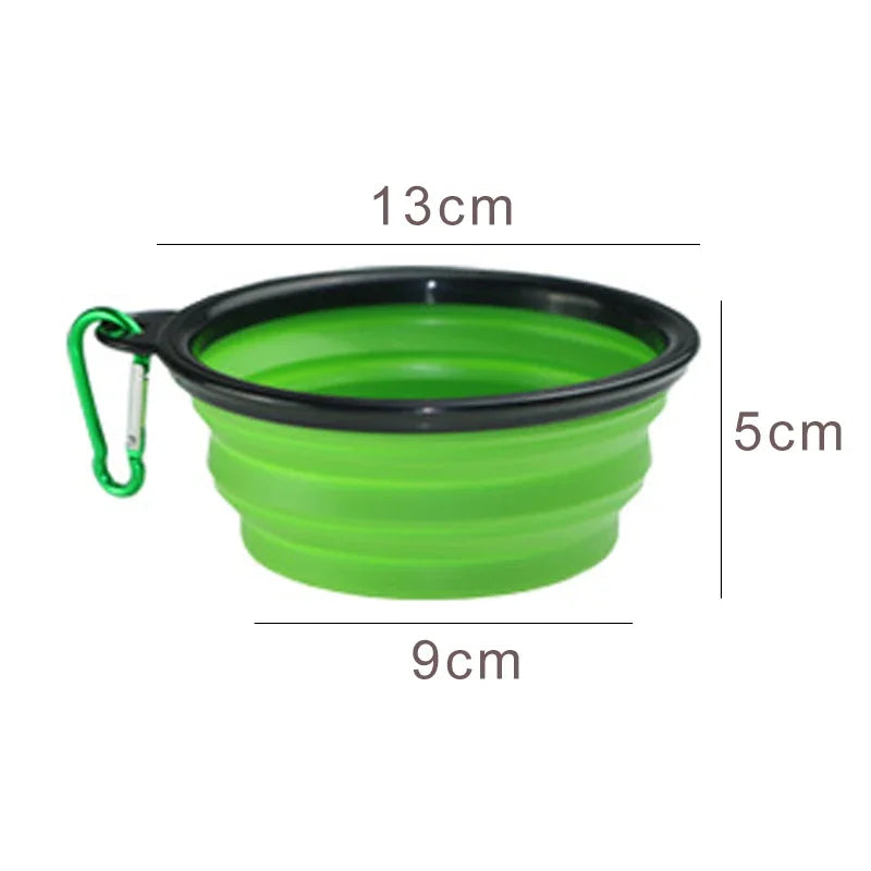 2-in-1 Foldable Pet Bowl & Frisbee — Collapsible Travel Water Bowl with Hook