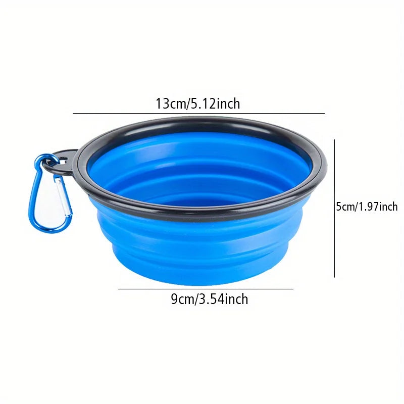 Folding Silicone Dog Bowl with Spill-Guard Lip — Portable Travel Pet Bowl