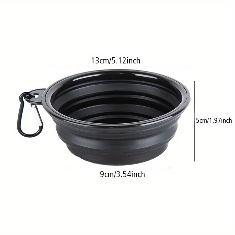 Folding Silicone Dog Bowl with Spill-Guard Lip — Portable Travel Pet Bowl