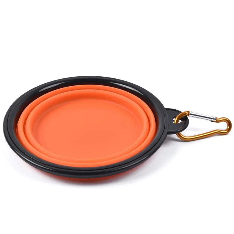 2-in-1 Foldable Pet Bowl & Frisbee — Collapsible Travel Water Bowl with Hook