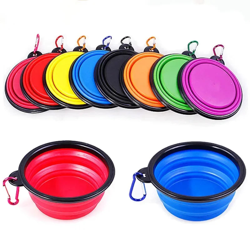 2-in-1 Foldable Pet Bowl & Frisbee — Collapsible Travel Water Bowl with Hook