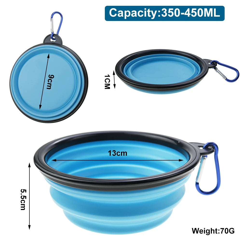 Collapsible Silicone Travel Pet Bowl — Portable Foldable Food & Water Bowl, 350mL