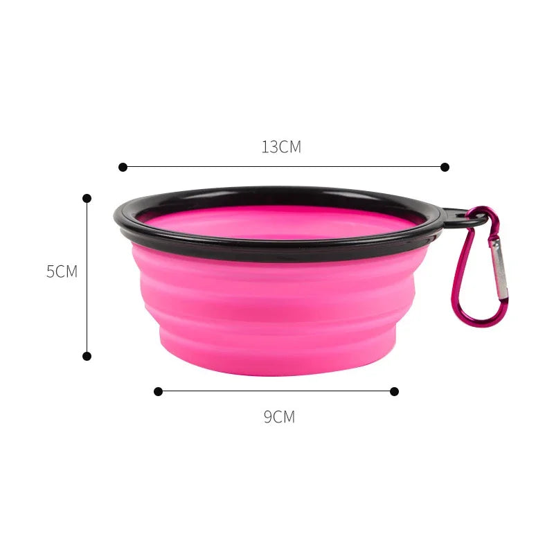2-in-1 Foldable Pet Bowl & Frisbee — Collapsible Travel Water Bowl with Hook