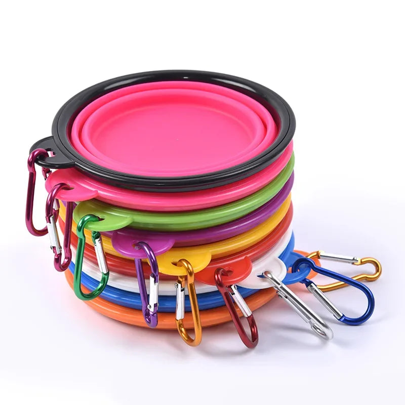 2-in-1 Foldable Pet Bowl & Frisbee — Collapsible Travel Water Bowl with Hook