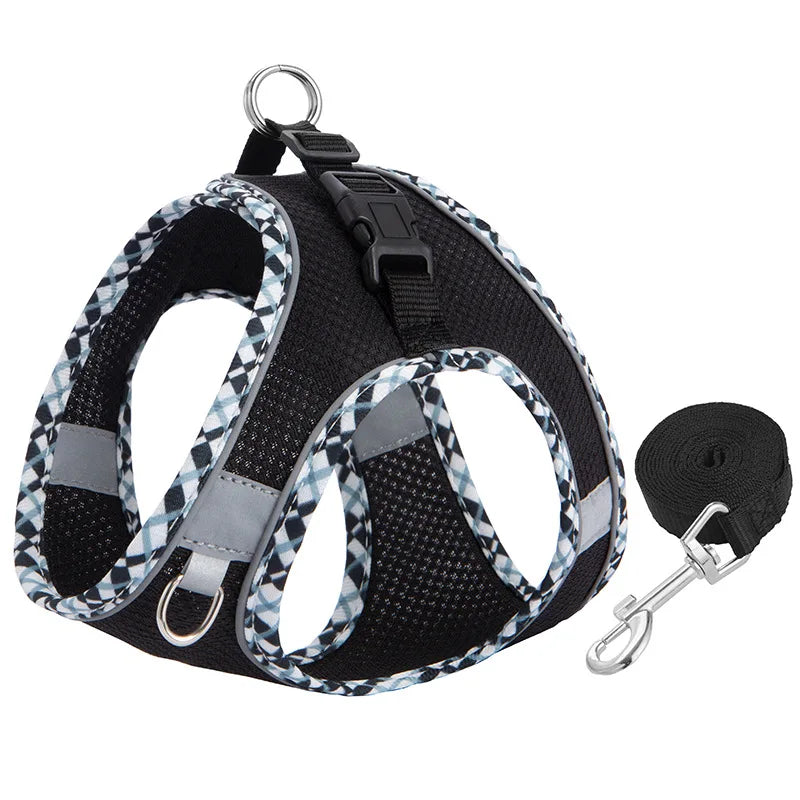Reflective Adjustable Dog & Cat Harness and Leash Set — Safe & Comfortable Walking Set