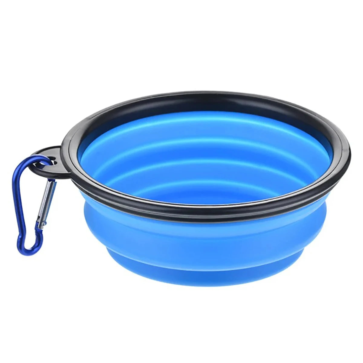 Collapsible Silicone Pet Bowl with Carabiner Clip — Travel Dog Food & Water Dish