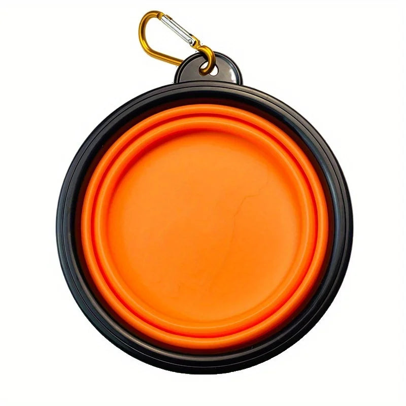 Folding Silicone Dog Bowl with Spill-Guard Lip — Portable Travel Pet Bowl