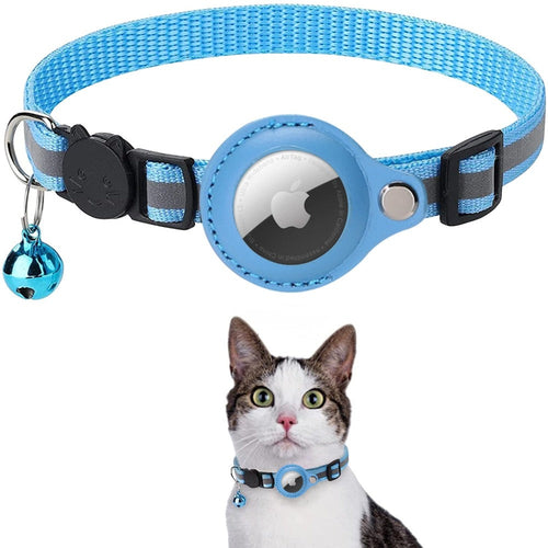 Reflective AirTag Collar for Cats & Dogs — Built-In AirTag Case, Adjustable 22–32cm