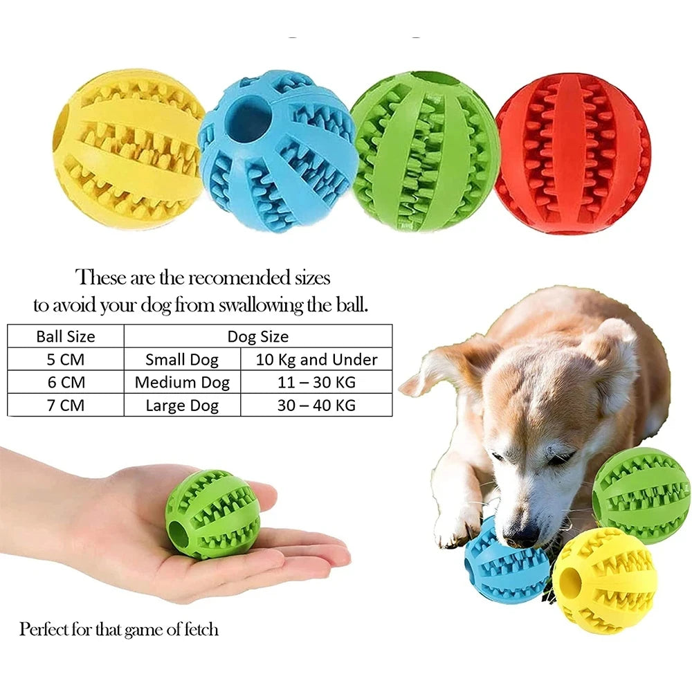 Rubber Snack Chew Ball for Dogs — Dental Cleaning Toy, 5/6/7cm