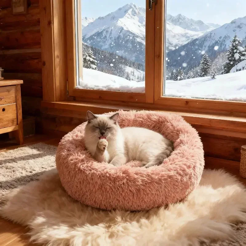 Plush Pet Bed — Soft Round Cat & Dog Bed, Sizes M/L/XL