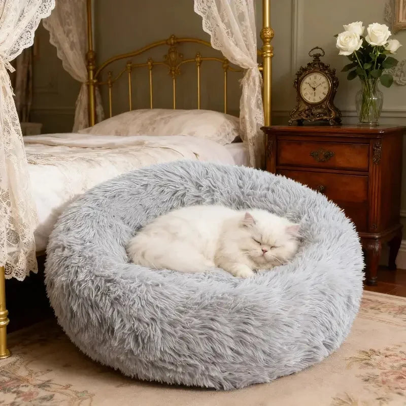 Plush Pet Bed — Soft Round Cat & Dog Bed, Sizes M/L/XL
