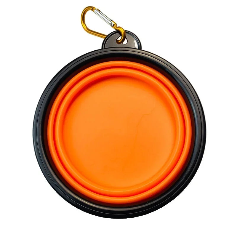 2-in-1 Foldable Pet Bowl & Frisbee — Collapsible Travel Water Bowl with Hook
