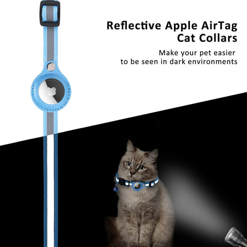 Reflective AirTag Collar for Cats & Dogs — Built-In AirTag Case, Adjustable 22–32cm