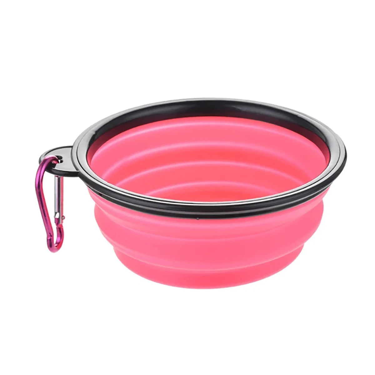 Collapsible Silicone Pet Bowl with Carabiner Clip — Travel Dog Food & Water Dish