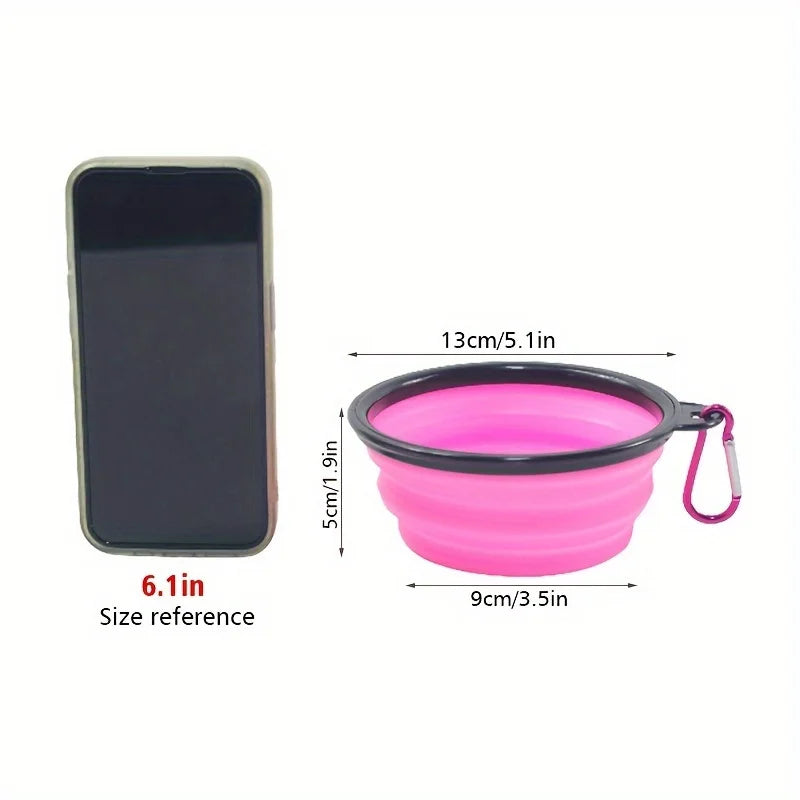 Folding Silicone Dog Bowl with Spill-Guard Lip — Portable Travel Pet Bowl