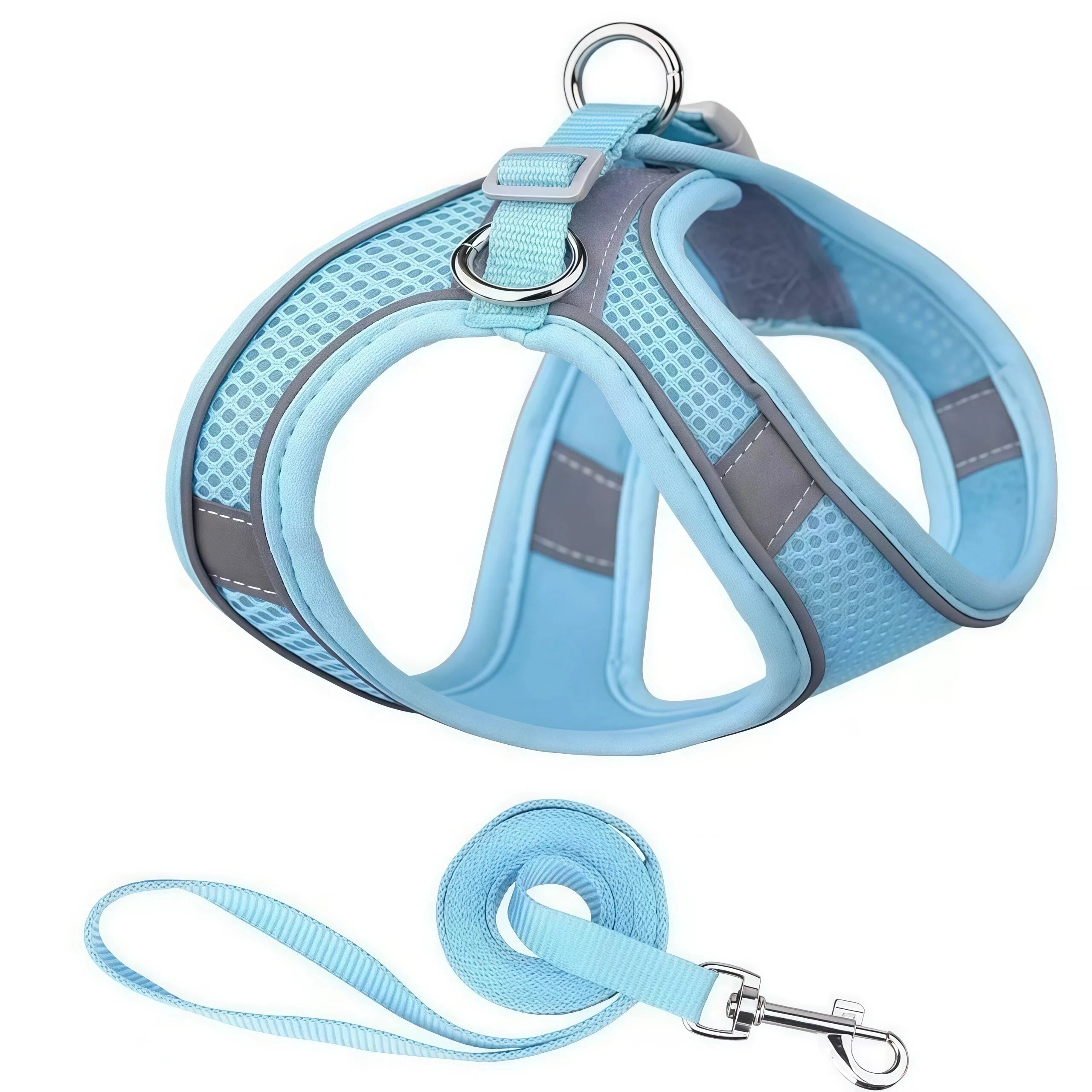 Reflective Adjustable Dog & Cat Harness and Leash Set — Safe & Comfortable Walking Set