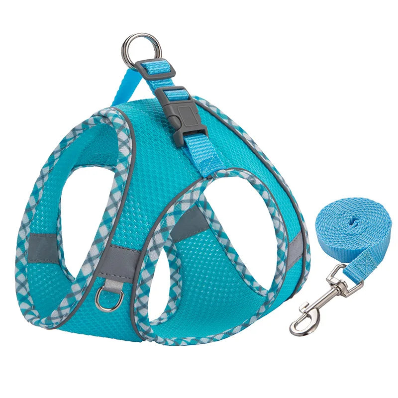 Reflective Adjustable Dog & Cat Harness and Leash Set — Safe & Comfortable Walking Set