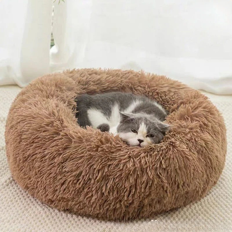 Plush Pet Bed — Soft Round Cat & Dog Bed, Sizes M/L/XL