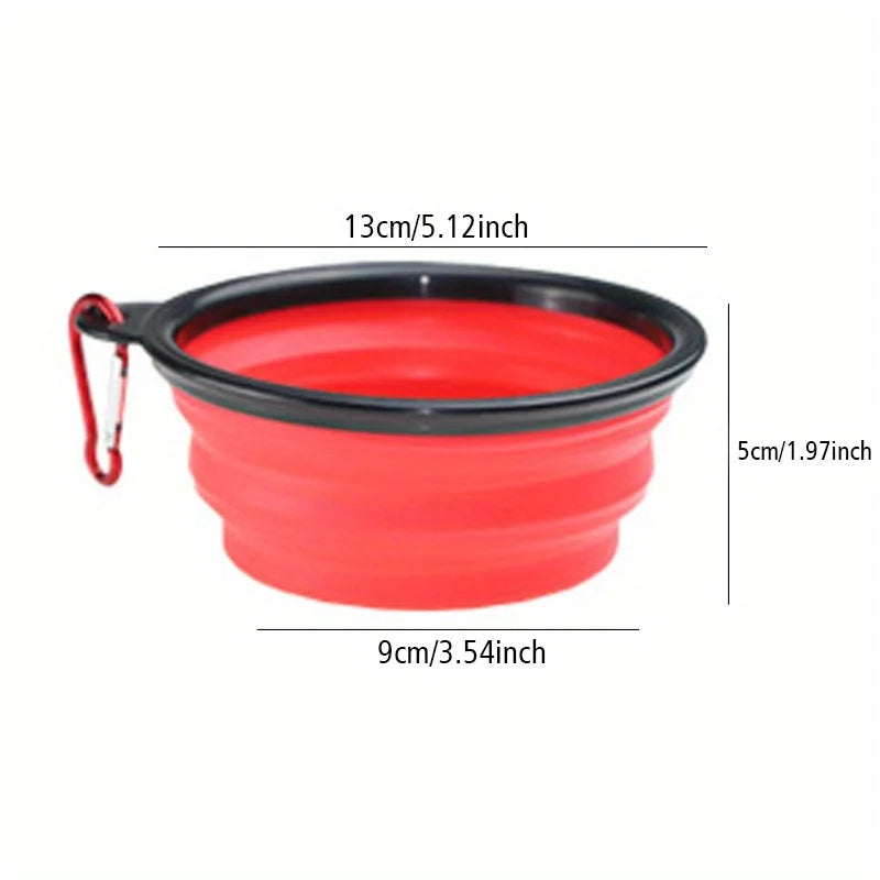 Folding Silicone Dog Bowl with Spill-Guard Lip — Portable Travel Pet Bowl
