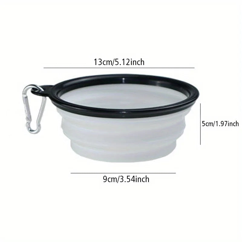 Folding Silicone Dog Bowl with Spill-Guard Lip — Portable Travel Pet Bowl