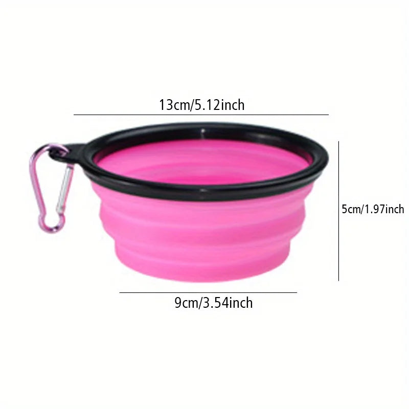 Folding Silicone Dog Bowl with Spill-Guard Lip — Portable Travel Pet Bowl