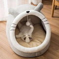 Cat Tent Bed — Cozy Semi-Enclosed Cotton Pet House with Pompom, Sizes S/M/L